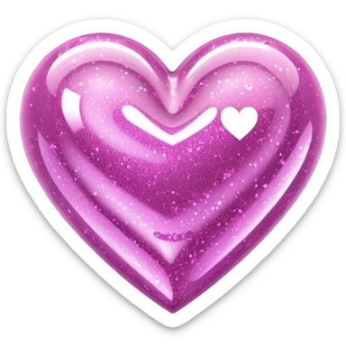 Pink glitter heart sticker