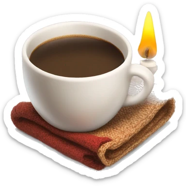 Create a emoji of cup of coffee with candle and scarf sticker