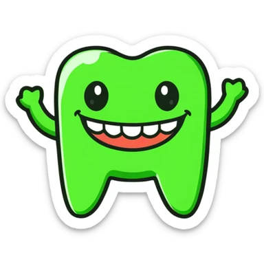 smiling teeth with green braces sticker