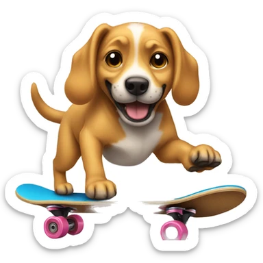 A dog skating on a skateboard  sticker