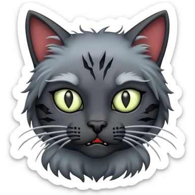 zombie black cat, barb wires top sticker