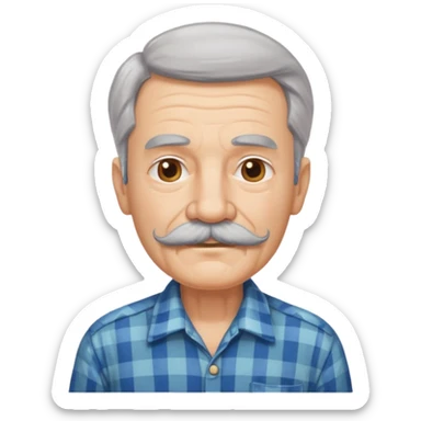 mustached elderly man with vintage shirt sticker