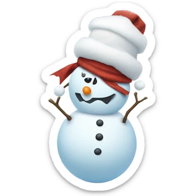 Snowball making snow man sticker