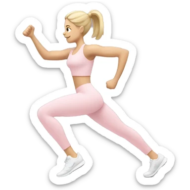 white girl  in light pink clothes exercising sticker