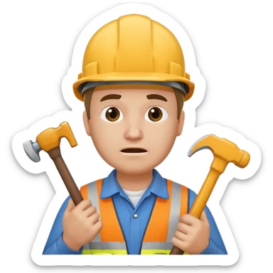 ein baurbeiter mit einem hammer sticker