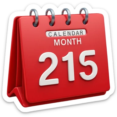 minimalistic Apple-style emoji icon of a calendar in 3D perspective, single date number centered, no text or month name, soft shadows, realistic glossy material, subtle depth, high-resolution, modern flat 3D design sticker