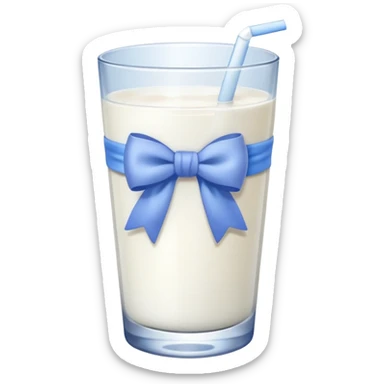 Glass of milk with a Periwinkle bow wrapped around the glass  sticker