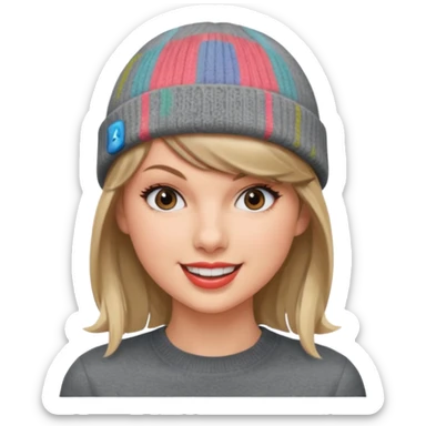 taylor swift wearing gray beanie sticker