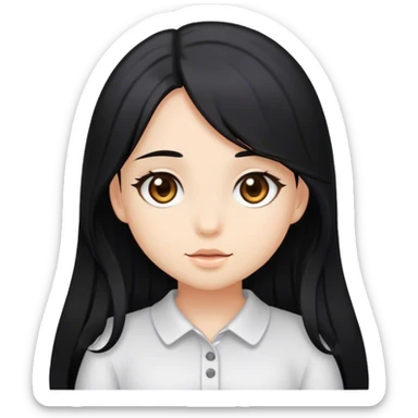 Cute girl long black hair brown eyes sticker