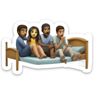 5 people all in top of upper bunk bed  sticker