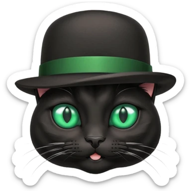 animal : chat noir avec chapeau melon sticker