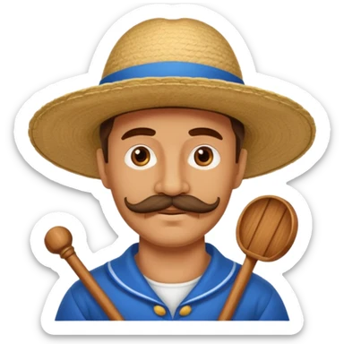 big mustache man and venice gondolier hat sticker