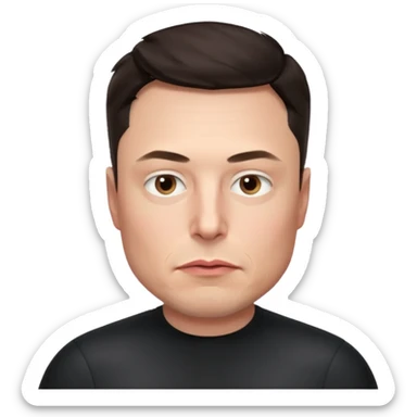 realistic make me elon musk serious face dark hair no shoulders just head  sticker