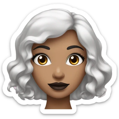 Femme blanche aux yeux noir avec des cheveux noirs de longue taille , une bouche moyenne de couleur rose de lèvres , des yeux de sirène des sourcils noirs sticker