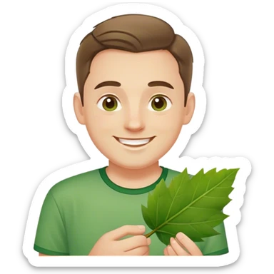 polish man in green shirt happy leaf sticker