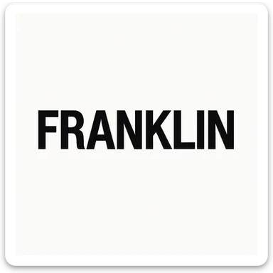 word mark 'FRANKLIN' in all caps, clean sans-serif Helvetica-inspired, bold, black sticker