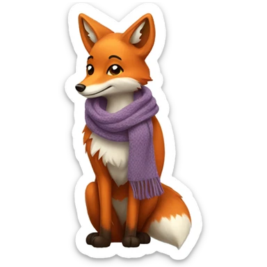 Fox wearing a scarf sticker