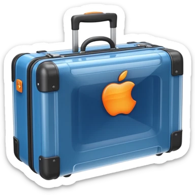 3D render of Suitcase Scan, X-Ray imaging aesthetic, translucent materials showing internal structure, orange and blue airport security style scan of a bag, medical scan style, Apple emoji style, isolated on white background --v 6.0. sticker