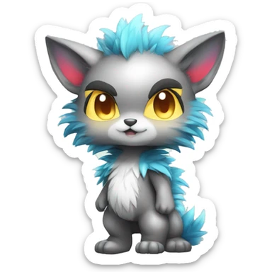 Anthro-Edgy-Gradient-Fantasy-Fur-Sona-Chibi-Shiny-Fakémon-Hybrid full body sticker