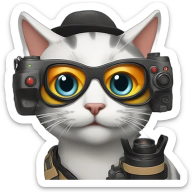 photographer cat with dragon breath sticker