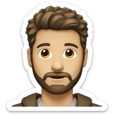 create an headshot emoji of a male with brown eyes, 2 mm hair and beard and bright skinn sticker