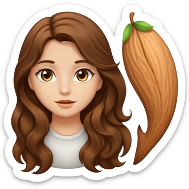 A girl with brown hair and light brown eyes and almond shaped eyes sticker