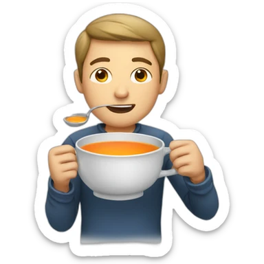 male drinking soup sticker