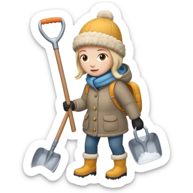 Shoveling snow sticker