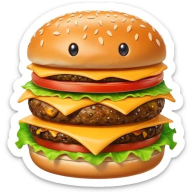 hamburger with eyes and mouth sticker