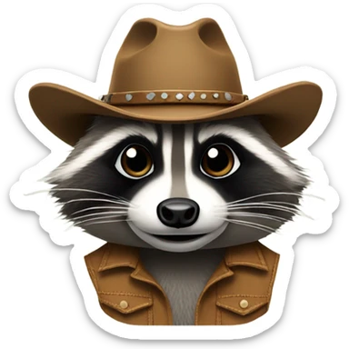 Raccoon wearing cowboy hat sticker