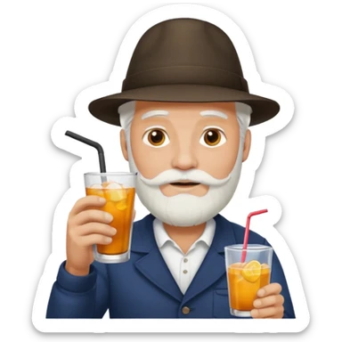  tatoo guy Drink holders with hat white hair white bearded  sticker