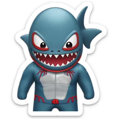 A shark with Spiderman costume sticker