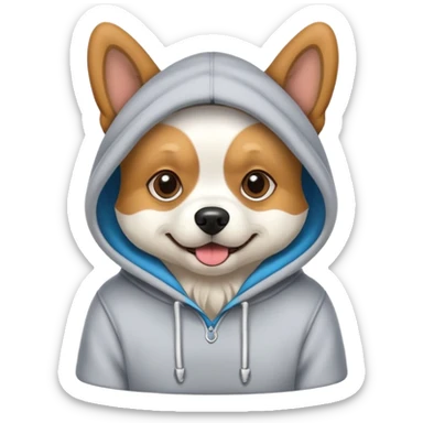 Dog wearing a hoodie sticker