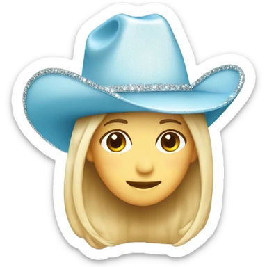 light blue cowgirl hat with sparkles without person sticker