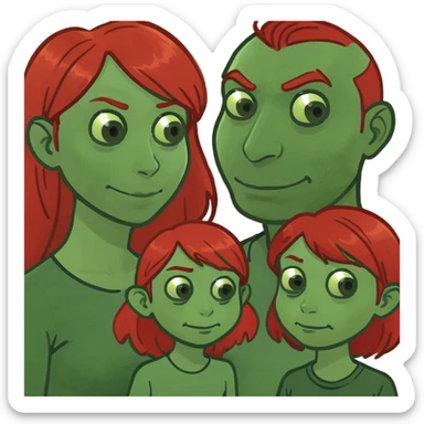 Family of four red hair with greens eyes sticker