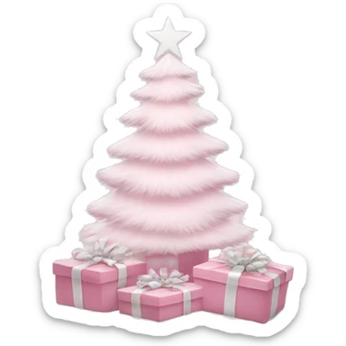 Light pink Christmas gifts under a white Christmas tree  sticker