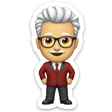 Ejecutivo con rulos lentes traje de color rojo cuerpo entero  sticker