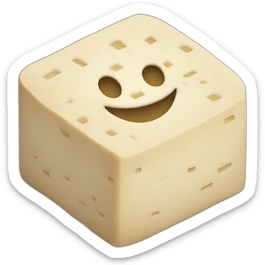 round tofu with a grid pattern on top sticker
