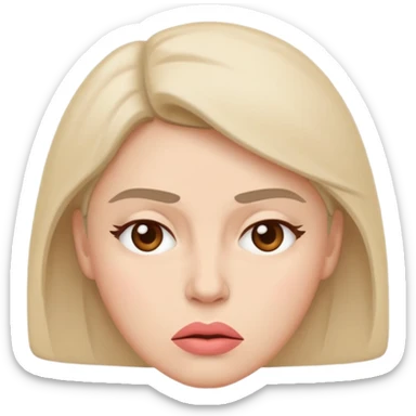 minimal flat emoji of an irritable face,
slightly furrowed eyebrows,
tight lips but not angry,
emotion restrained and subtle,
soft pastel warm-gray tones,
emotional but calm design,
modern female health app style,
transparent background,
vector illustration
 sticker