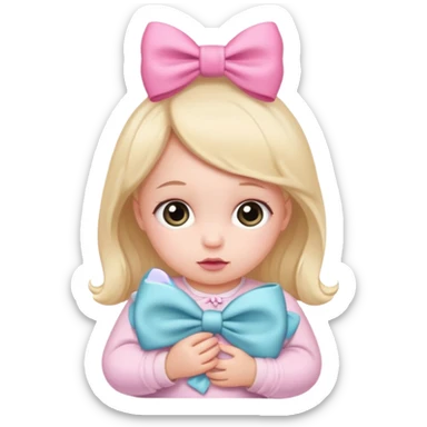 Newborn with a bow sticker