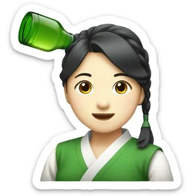 Soju bottle drinking girl sticker