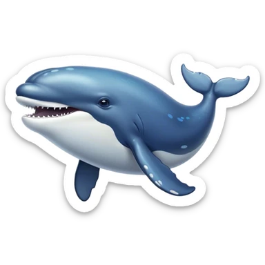 Cinematic Noble Humpback Whale Portrait Emoji, Poised and grand, with an enormous, barnacle-speckled blue-gray body, soulful, wise eyes, and a deeply serene presence, Simplified yet sharp and sophisticated features, highly detailed, glowing with a soft oceanic radiance, high shine, intelligent and powerful, stylized with an air of deep-sea mystery, focused and regal, soft glowing outline, capturing the essence of a legendary giant of the ocean that appears ready to glide majestically through the waves with effortless grace! sticker