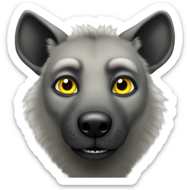 Gray male hyena with yellow eyes with large eyebrows  sticker