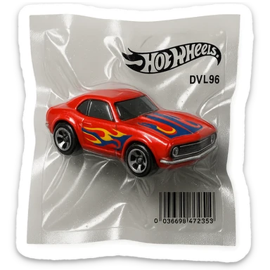 Hot Wheels toy car, glossy and puffy, vacuum-sealed style sticker