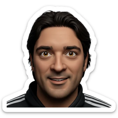 smiling male portrait with charm sticker