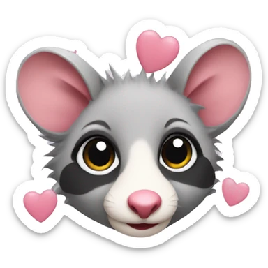 Possum with hearts sticker