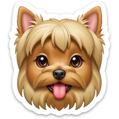 Blonde yorkie with tongue out sticker