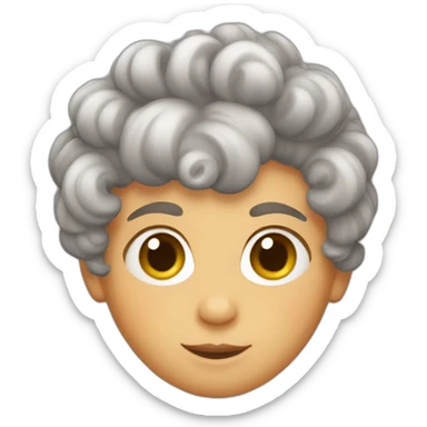 a boy with short brown hair and curlers sticker