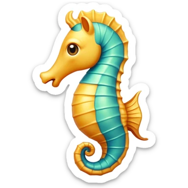 Cinematic Comical Sea Horse Portrait Emoji, Head tilted dramatically with an exaggeratedly amused expression, featuring a delicately curved seahorse with a whimsically coiled tail and wide, comically expressive eyes full of playful disbelief, Simplified yet hilariously expressive features, highly detailed, glowing with a slightly sassy aquatic glow, high shine, dramatic yet playful, stylized with an air of quirky marine mischief, soft glowing outline, capturing the essence of a meme-worthy seahorse that looks ready to drift its way into viral fame! sticker