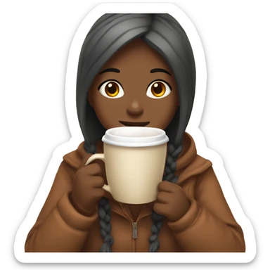 girl drinking hot coco sticker